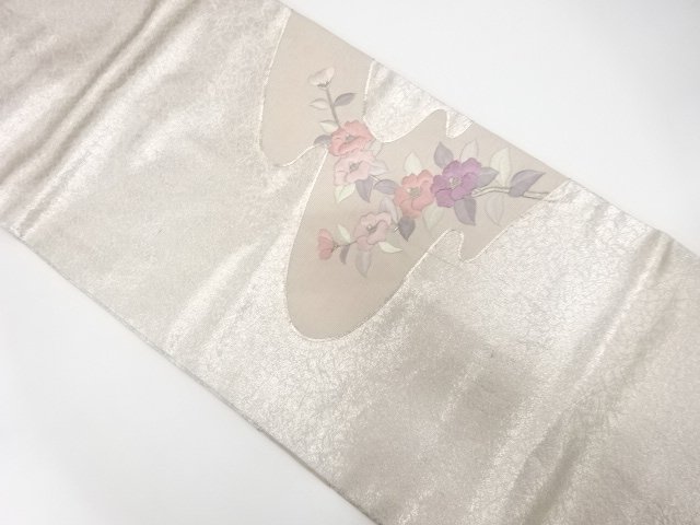 JAPANESE NAGOYA OBI / EMBROIDERY / CAMELLIA